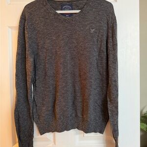 Men's Gray V-Neck Sweater